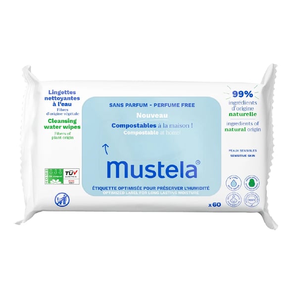 Mustela Bebé Toalhetes de Limpeza Sem Perfume x 60 Unidades