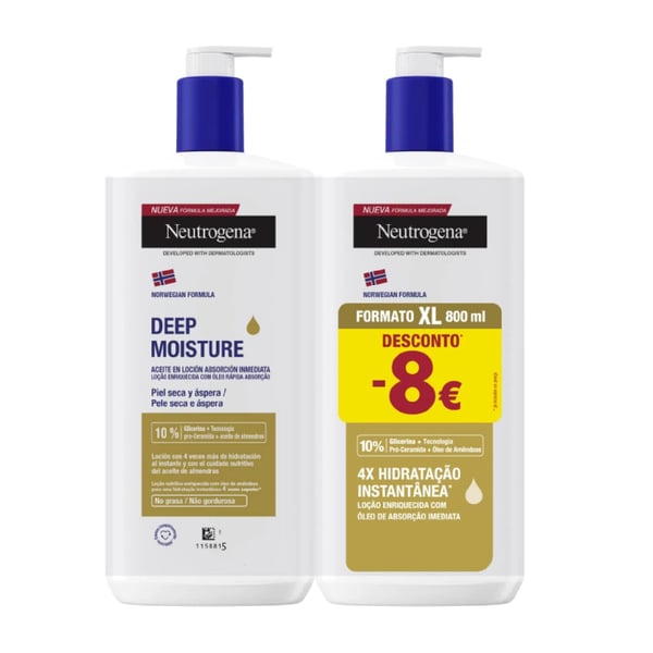 Neutrogena Hidratação Profunda Loção Enriquecida com Óleo 400 ml x 2 Unidades Desconto -8€